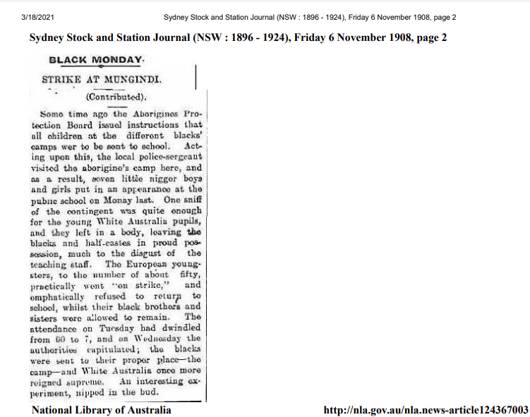 Sydney Stock and Station Journal Entry - 6 November 1908